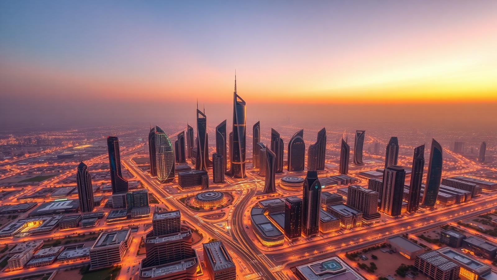 Riyadh skyline at sunset