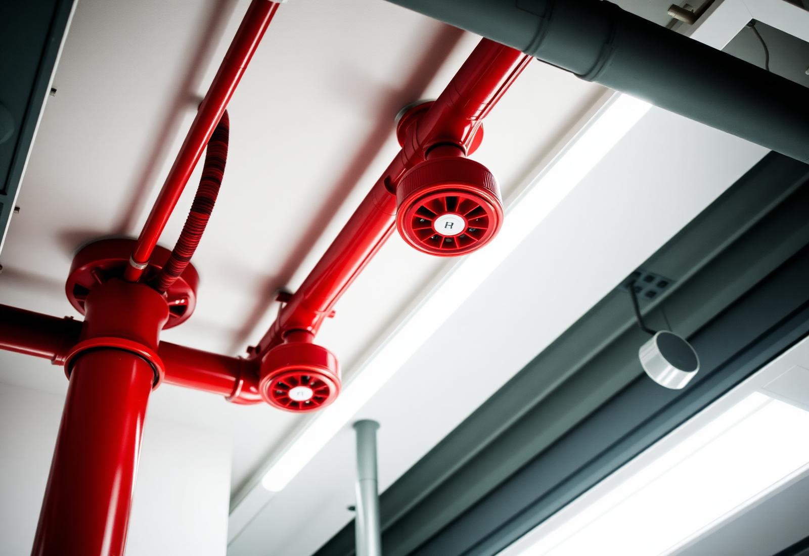 Industrial fire safety sprinkler and detection installation